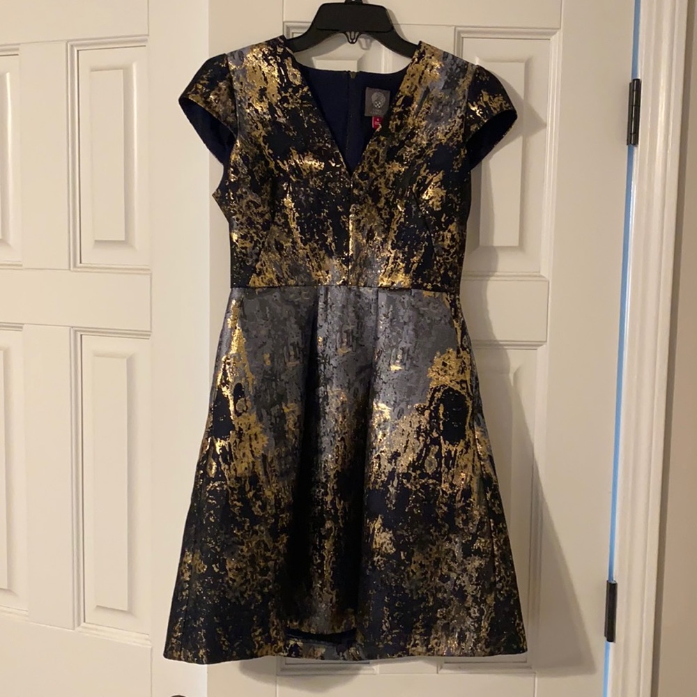 Vince Camuto cap sleeve metallic dress . Worn once tor Christmas photos